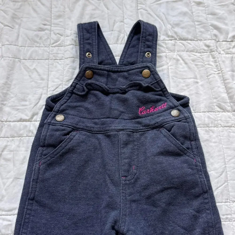 Carhartt Baby girls 6-9 & 9-12 month overalls lot of 2 black navy pants corduroy